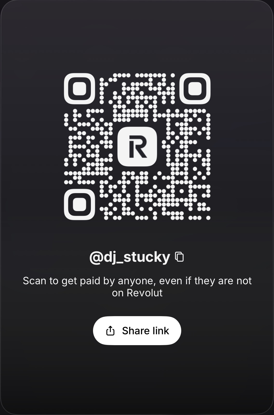 Revolut QR код за DJ Stucky